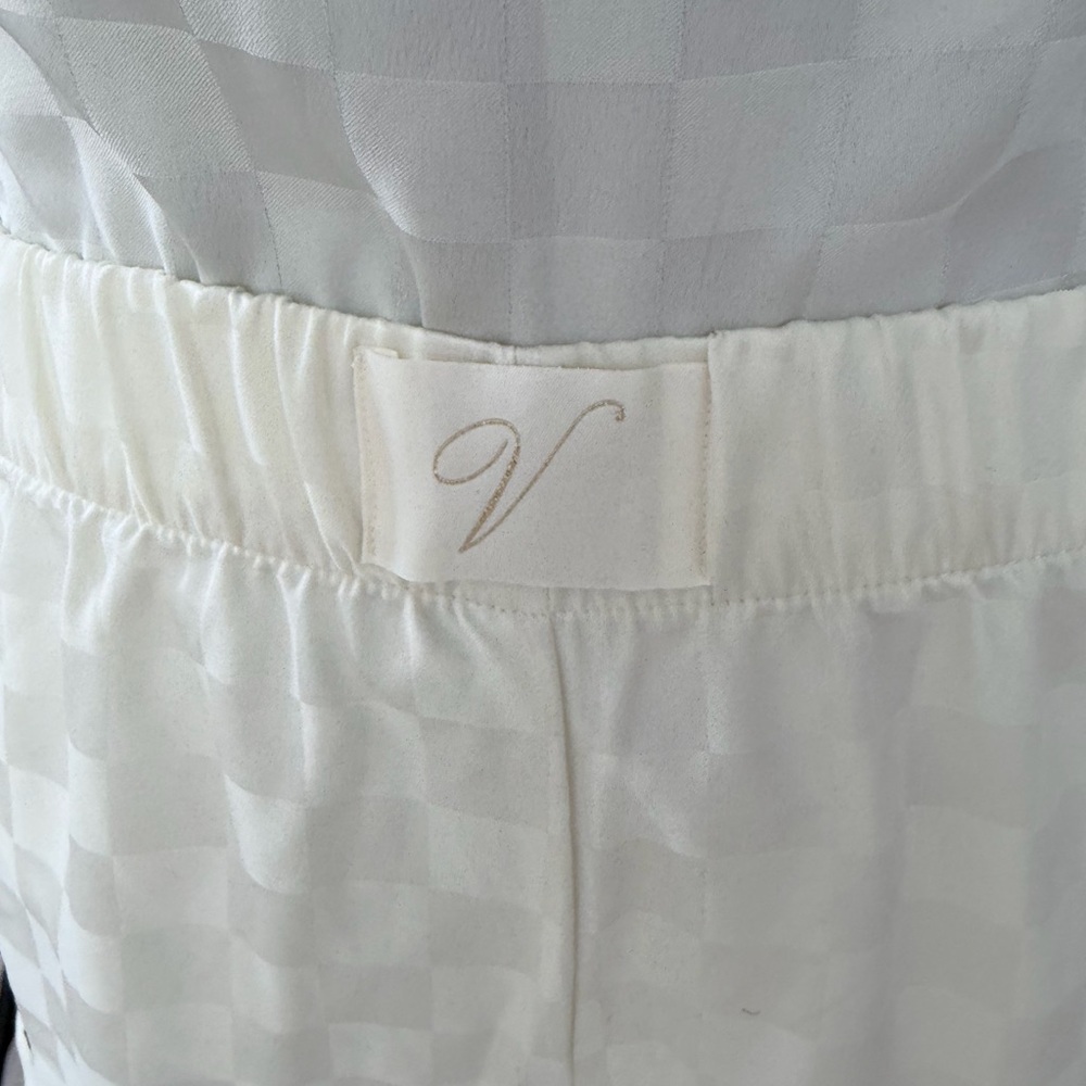 New Victoria Secrer Cream Sleepwear Loungewear Checkered Cami Set size XS - Picture 8 of 9